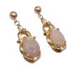 Natural Opal Diamond Dangle Earrings 14K Gold (2)