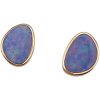 Natural Opal Stud Earrings 14K Yellow Gold (2)