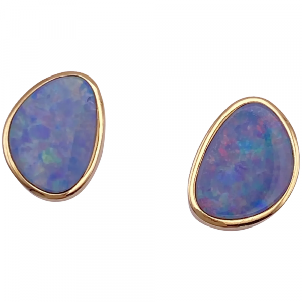 Natural Opal Stud Earrings 14K Yellow Gold (2)