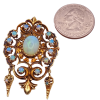 Ornate Victorian Revival Opal Pendant Brooch 14K Gold and Enamel (1)