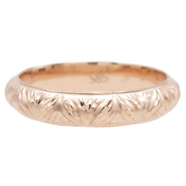 Rose Gold Diamond Cut Band Ring 14K