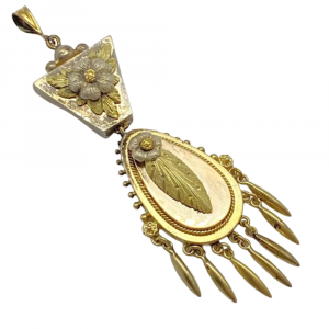 VICTORIAN Aesthetic Pendant 14K Gold and Sterling Silver, Floral Details