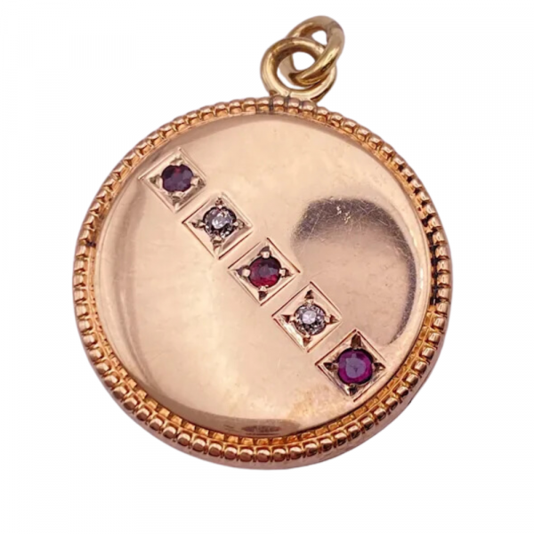 Victorian .18ctw Diamond & Ruby Locket Pendant 10K Rose Gold (2)