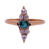 Victorian Tourmaline Diamond Navette Ring .76ctw 10K Rose Gold