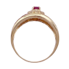 Vintage 2.1ctw Oval Ruby with Ruby & Diamond Band Ring 14K Yellow Gold