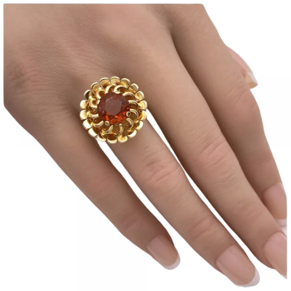 Vintage Madeira Citrine Flower Ring 14K Gold 2 (3)