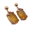 Vintage Oval Citrine Dangle Earrings 14K Gold 18 (2)