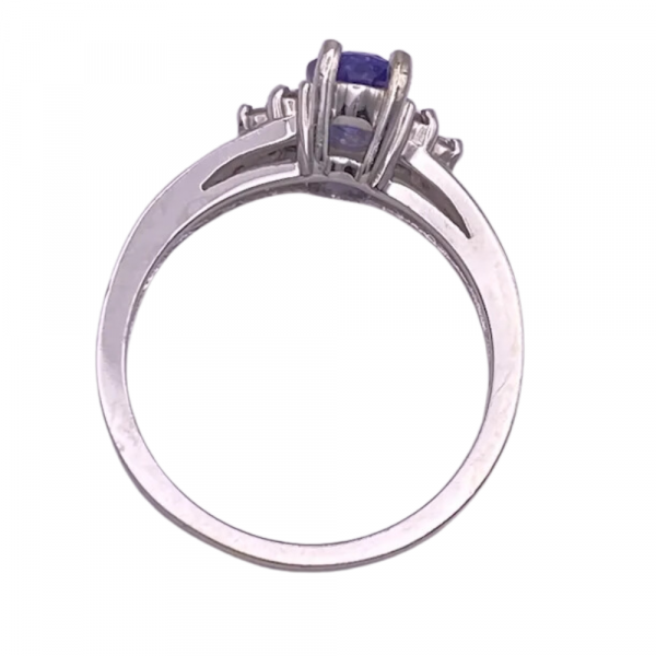 Vintage Tanzanite Diamond .88ctw. Ring 14K White Gold