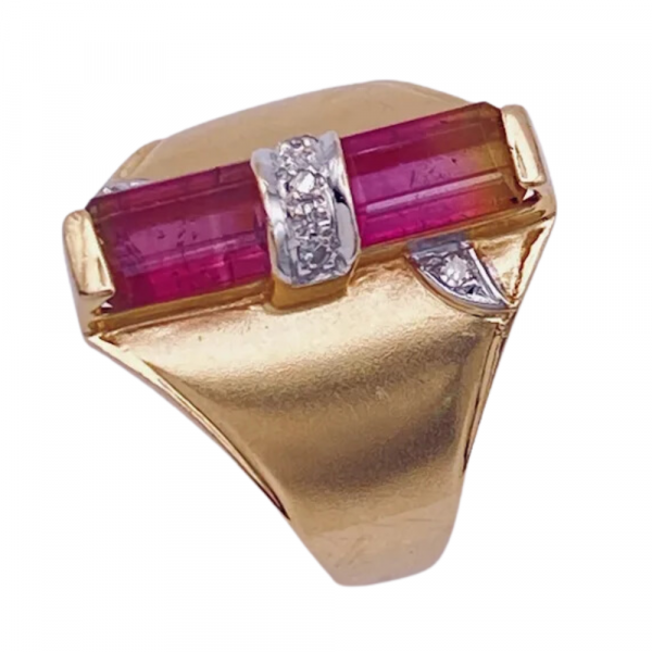 Watermelon Tourmaline Diamond Ring 14K Two-Tone Gold 3.30ctw (1)