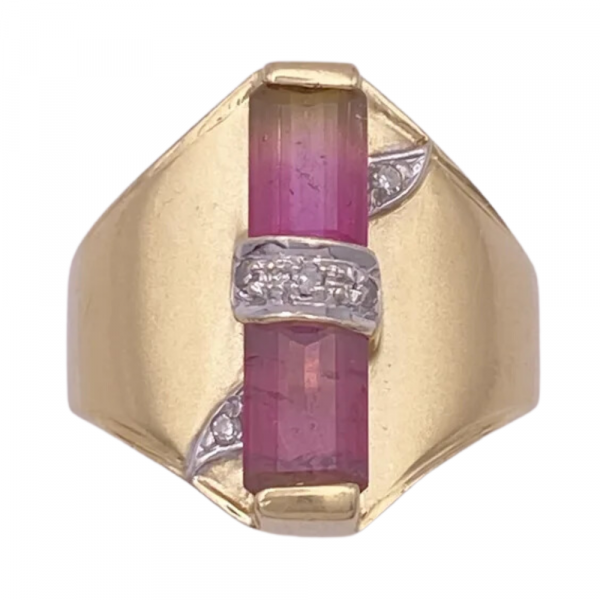 Watermelon Tourmaline Diamond Ring 14K Two-Tone Gold 3.30ctw (2)