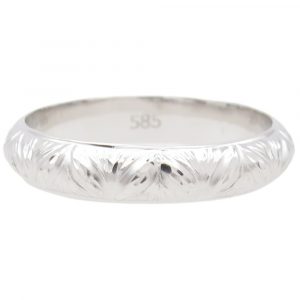 White Gold Diamond Cut Band Ring 14K