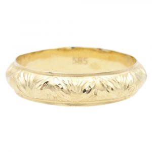 Yellow Gold Diamond Cut Band Ring 14K