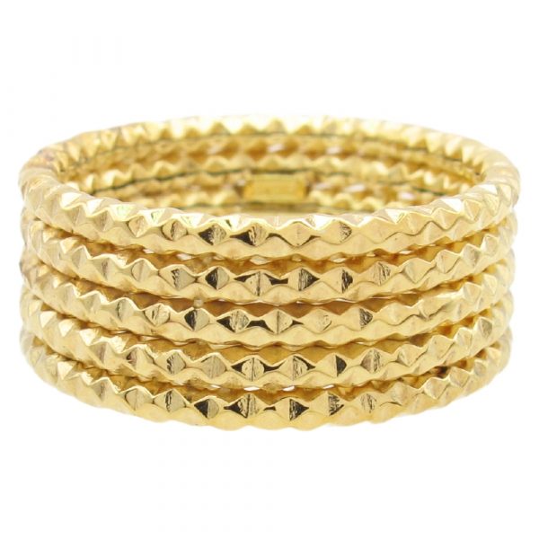 Yellow Gold Multi-Band Geometric Ring 14K