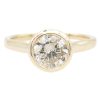 1.01ct Champagne Diamond Solitaire Bezel Engagement Ring 14K