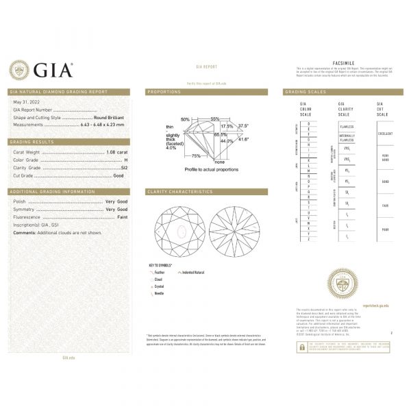 1.08ct Round Brilliant GIA Certification