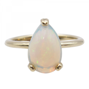 2 Carat Pear Opal Solitaire Ring Yellow Gold