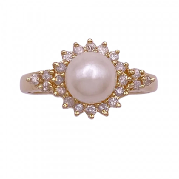 .22ctw Cultured Pearl & Diamond Ring 14K Yellow Gold (2)