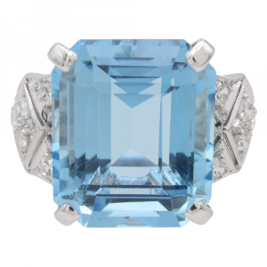 Art Deco Aquamarine 10 carat Platinum Ring (1)