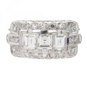 Art Deco Carre Diamond Platinum Ring East to West (1)