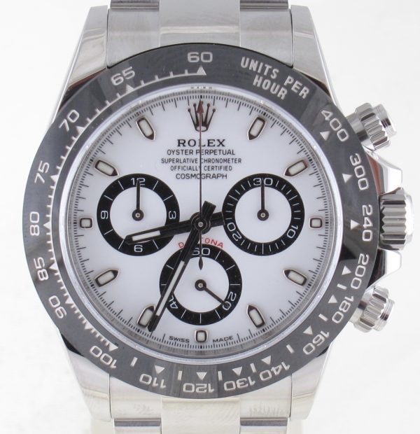 Pre-Owned Like New Rolex 40MM Daytona Panda (2023) Stainless Steel 116500LN Front Close