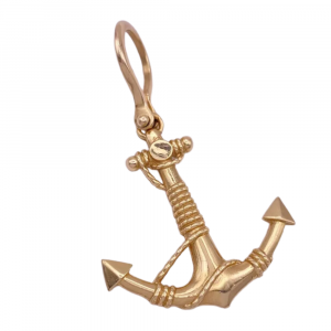 Solid Rope Fouled anchor Pendant 14K Yellow Gold (2)