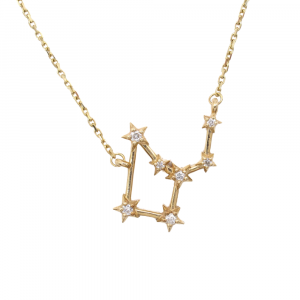 Zodiac Virgo Constellation Necklace Yellow Gold