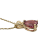 1 Carat Pear Rubellite Necklace Yellow Gold Side