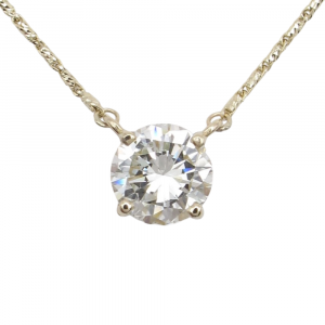 1 carat diamond solitaire necklace yellow gold close up