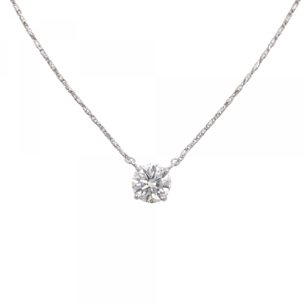 1 carat diamond solitaire station necklace white gold