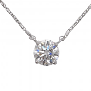 1 carat diamond solitaire station necklace white gold closeup