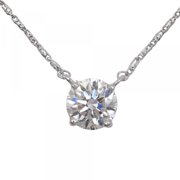 1 carat diamond solitaire station necklace white gold closeup