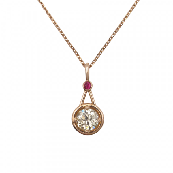 1.50 carat champagne diamond rose gold necklace