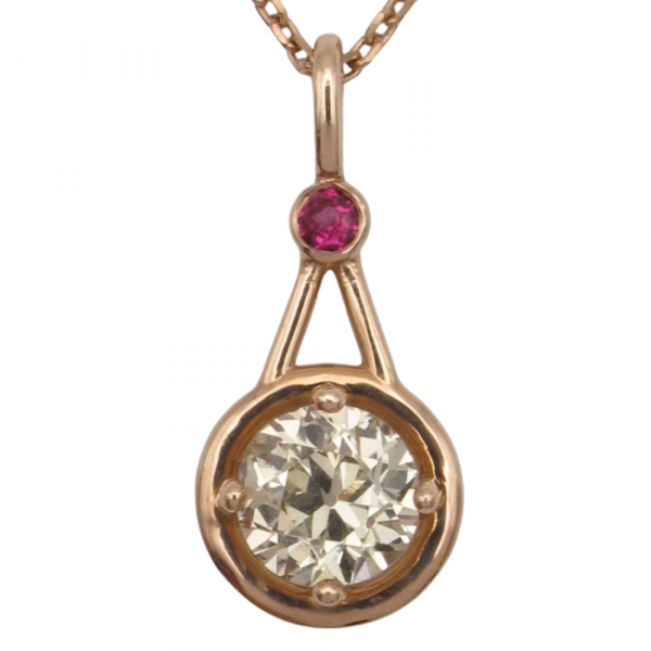 1.50 carat champagne diamond rose gold necklace close