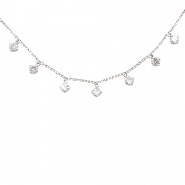 1.99ctw Round Brilliant Drop Diamond Station Necklace 14k White Gold (1)