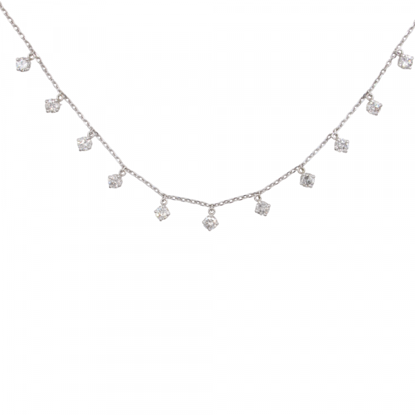 1.99ctw Round Brilliant Drop Diamond Station Necklace 14k White Gold (4)