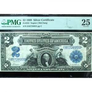 1899 $5 Silver Certificate Mini Porthole PMG 25 Very Fine