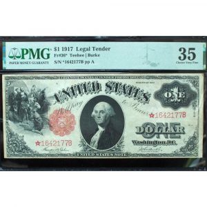 1917 $1 Legal Tender Star Note PMG 35