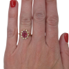 2 carat Ruby Diamond Halo Ring Gold 14k Worn