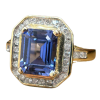 5.04ctw Emerald Cut Sapphire with Diamond Halo Ring 14K (1)