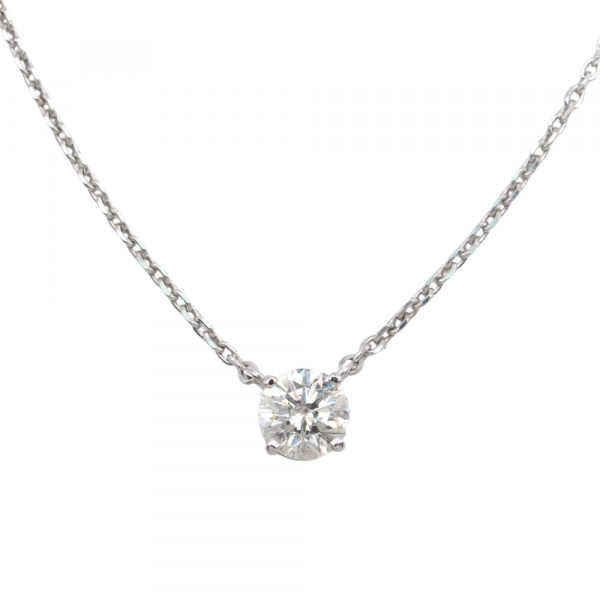 .75 Diamond Solitaire Station Necklace White Gold .76