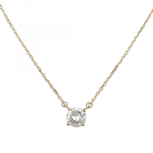 .75 Round Diamond Solitaire Station Necklace Yellow Gold .71