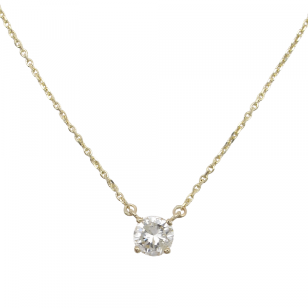 .75 Round Diamond Solitaire Station Necklace Yellow Gold .71