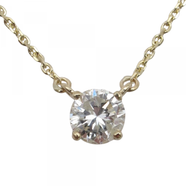 .75 Round Diamond Solitaire Station Necklace Yellow Gold .71 close