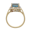 Checkerboard Blue Topaz Diamond Halo Ring Gold profile