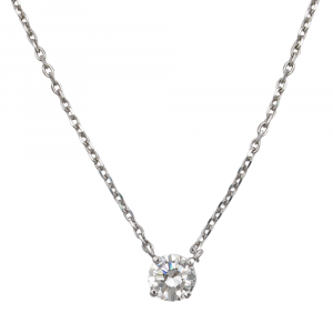 Diamond Solitaire Station Necklace White Gold .63