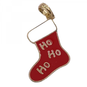 Enameled Christmas Stocking Charm or Pendant 10K (2)