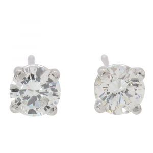 Half Carat Round Solitaire Diamond Stud Earrings White Gold .58