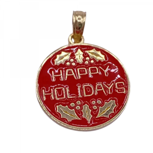 Happy Holidays Christmas Enamel Charm 14K (2)