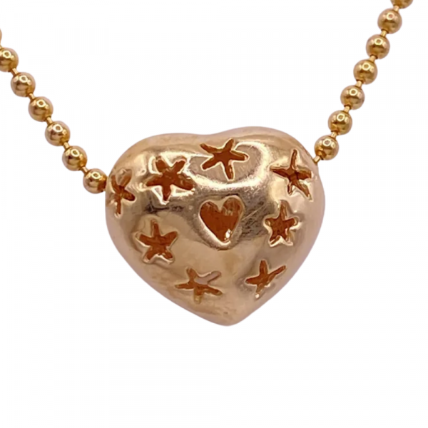 0.12ctw Diamond Accent Puffy Heart Necklace 14K (1)