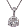 1 carat Diamond Solitaire Three Prong Necklace White Gold